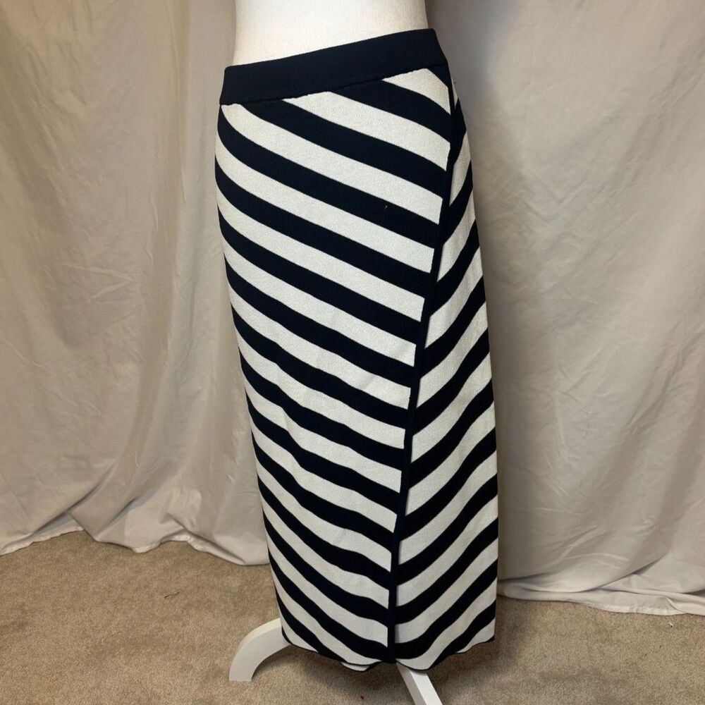 Gabrielle Union Chevron Black White Midi Wrap Skirt Womens NWOt - Picture 2 of 7